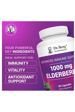 Dr. Berg Black Elderberry  15,000 IU Vitamin D, 60 mg of Zinc, & 90 mg of Camu Camu - (4-in-1) Sambucus Elderberry Immune Support - 90 Capsules.Abd Menşei.55.