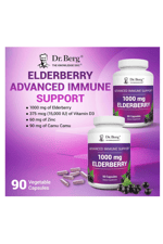 Dr. Berg Black Elderberry  15,000 IU Vitamin D, 60 mg of Zinc, & 90 mg of Camu Camu - (4-in-1) Sambucus Elderberry Immune Support - 90 Capsules.Abd Menşei.55.