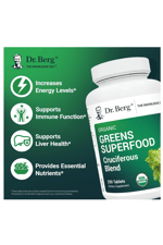 Dr. Berg   Greens Superfood Cruciferous -11 Phytonutrient- Energy, Immune System Liver Veggie - 250 Tablet.Abd Menşei.69.