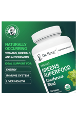 Dr. Berg   Greens Superfood Cruciferous -11 Phytonutrient- Energy, Immune System Liver Veggie - 250 Tablet.Abd Menşei.69.