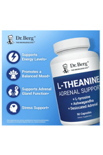 Dr. Berg L-Theanine 200mg - Includes Zinc, Copper, L-Tyrosine – L-Theanine - for Relaxation, and Mental Clarity* – 90  Capsules.Abd Menşei.58.