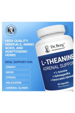 Dr. Berg L-Theanine 200mg - Includes Zinc, Copper, L-Tyrosine – L-Theanine - for Relaxation, and Mental Clarity* – 90  Capsules.Abd Menşei.58.
