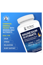 Dr. Berg Magnesium Glycinate  - 90 Capsul - Vitamin D, B6 & Zinc for Stress Relief, Calm, Relaxation, & Good Sleep* - 120 mg  Magnesium Bisglycinate  - Chelated Magnesium Glycinate. Abd Menşei.49.