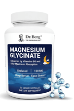 Dr. Berg Magnesium Glycinate  - 90 Capsul - Vitamin D, B6 & Zinc for Stress Relief, Calm, Relaxation, & Good Sleep* - 120 mg  Magnesium Bisglycinate  - Chelated Magnesium Glycinate. Abd Menşei.49.