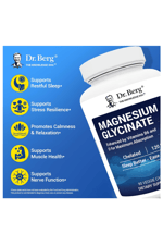 Dr. Berg Magnesium Glycinate  - 90 Capsul - Vitamin D, B6 & Zinc for Stress Relief, Calm, Relaxation, & Good Sleep* - 120 mg  Magnesium Bisglycinate  - Chelated Magnesium Glycinate. Abd Menşei.49.