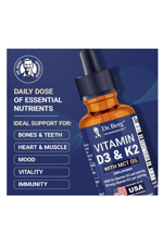 Dr. Berg Maximum Strength Vitamin D3 K2 Likid Drops with MCT Oil – 5,000 IU 30ml.45.