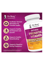 Dr. Berg Natural Prenatal Vita mins for Women (Pregnant & Nursing)  Prenatal Vita mins with Folate, Minerals, Omegas, 11 Powerful Superfoods- 60 Capsules.