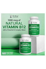 Dr. Berg Natural Vitamin B12 1000 mcg with B Complex Blend - Methylcobalamin B12 for Energy, Nerve Health, and Cognitive Function* - Methylated B12 with Folate - 60 Capsules.
