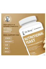 Dr. Berg Nutritional Yeast – Natural B12 Added - All 8 B Vitamin Complex – Organic Vanilla Flavor - 270 Vegan Tablets.57.