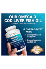 Dr. Berg  Omega-3 Cod Liver Fish Oil – 1250 mg Cod Liver Oil – 125 mg of DHA 60 Softjel.Abd Menşei.57.
