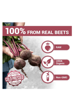 Dr. Berg Raw Organic Beet Powder from Real Earth-Grown Beets – USDA Certified Organic Beet Root Powder to Support Nitric Oxide Levels, Energy, Blood Flow,  Heart Health– 30 Servings.