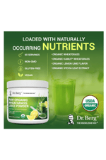 Dr. Berg USDA Certified Raw Organic Green Powder Superfood (60 Servings) - Raw Wheatgrass, Chlorophyll, Trace Minerals & Natural Enzymes.4167