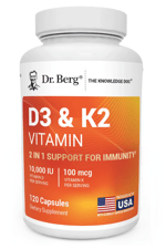 Dr. Berg Vitamin D3 K2 120 Capsul  w/MCT Powder - Includes 10,000 IU of Vitamin D3, 100 mcg MK7 Vitamin K2, Purified Bile Salts, Zinc & Magnesium for Ultimate Absorption.62.