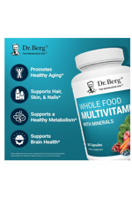 Dr. Berg Whole Food Multivitamin with Minerals - for Men and Women - Includes Premium Whole Food Fruits and Vegetable Blend with Folate, Alpha-lipoic Acid and More - 60 Capsules.64.