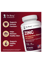 Dr. Berg Zinc 30mg Enhanced with Magnezium, Vitamin D3, Selenium, & Copper - Zinc  for Men & Women - Chelated Zinc for Immune, Skin, Hair, & Nails Support* - 60 Capsul.Abd Menşei.47.