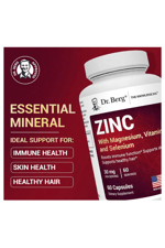 Dr. Berg Zinc 30mg Enhanced with Magnezium, Vitamin D3, Selenium, & Copper - Zinc  for Men & Women - Chelated Zinc for Immune, Skin, Hair, & Nails Support* - 60 Capsul.Abd Menşei.47.