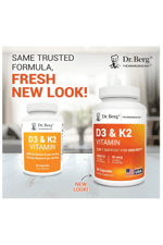 Dr. Berg  Vitamin D3 & K2 5,000 IU + MK-7 – 60 Capsul – Immune, Bone  Heart Support Magnezium, Zinc, B6. 