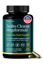Etta Vita Zeolite Cleanse Liver Detox 90 Capsul Repair-Microplastics for Gut Health,Cognition Natural Energy-Glutathione,NAC,Chlorella,Spirulina,ALA,Cilantro,Milk Thistle,Noni, Shilajit.Made ın Usa.