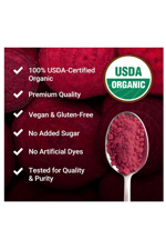 Force Factor Total Beets Organic Beetroot Powder 450gr  Superfood to Boost Daily Nutrition, USDA Organic, Vegan, Gluten-Free, and Non-GMO,90 Servings.