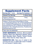 Hi-Tech Pharmaceuticals Adderex XR 30 Tablets. Usa48.
