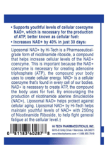 Hi-Tech Pharmaceuticals Liposomal NAD+ 60 Tablets.Usa Version.40.