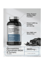 Horbäach Glucosamine Chondroitin MSM  3600mg  360 Coated Caplets  Advanced Formula with Turmeric  Non-GMO, Gluten Free.50.