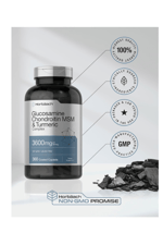 Horbäach Glucosamine Chondroitin MSM  3600mg  360 Coated Caplets  Advanced Formula with Turmeric  Non-GMO, Gluten Free.50.