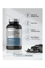 Horbäach Glucosamine Chondroitin MSM  3600mg  360 Coated Caplets  Advanced Formula with Turmeric  Non-GMO, Gluten Free.50.