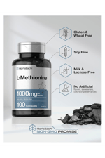 Horbäach  L-Methionine 1000mg  100 Capsul.Quick Release Capsules Usa Menşei.37.