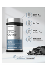 Horbäach Lithium Orotate 130mg  180 Capsul Non-GMO, Gluten Free  5mg. Usa Menşei.43.