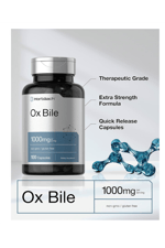 Horbäach Ox Bile 1000 mg 100 Capsules  Digestive Enzymes  Non-GMO & Gluten Free.Abd Menşei.44.