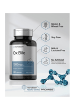 Horbäach Ox Bile 1000 mg 100 Capsules  Digestive Enzymes  Non-GMO & Gluten Free.Abd Menşei.44.