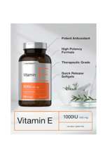 Horbäach Vitamin E 1000 IU 200 Softgel  Non-GMO, Gluten Free, Preservative Free  Vitamin E Oil. ABD MENŞEİ.49.
