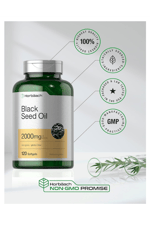 Horbaach Black Seed Oil Cold Pressed 120 Softgel  2000mg Omega 6 and 9  Nigella Sativa.