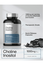 Horbaach Choline Inositol 1000mg 200 Capsules Non-GMO, Gluten Free.