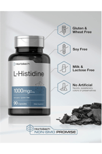 Horbaach L-Histidine 1000mg 90 Capsules Non-GMO and Gluten Free.45.