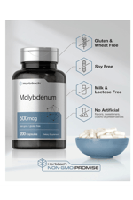 Horbaach Molybdenum  500mcg  Quick release 200 capsules  Amino Acid Chelate.