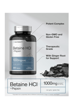 Horbach Betaine HCl with Pepsin 1000mg  250 Tablet.Usa Menşei.42.