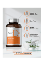 Horbach Vitamin D D3 Cholecalciferol 10000 IU  500 Softgels  250mcg .Usa Menşei.39.