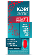 Kori Krill Oil Omega 3  Antarctic Krill Oil with Superior Absorption vs Fish Oil, Krill Oil 1200mg Softgels, 30 Softgels, EPA & DHA.ABDE MENŞEİ.47.