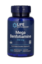 LIFE Nutrıtion Mega Benfotiamine, 250 mg, 120 Vegetarian Capsules.Usa Version.50.