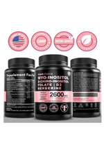MEDCHOICE Myo-Inositol and D-Chiro Inositol,Folate, Vitamin D3, Zinc, Magnezium Berberıne 120 Capsul.