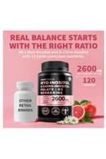 MEDCHOICE Myo-Inositol and D-Chiro Inositol,Folate, Vitamin D3, Zinc, Magnezium Berberıne 120 Capsul.
