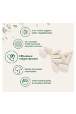 Micro Ingredients Lions Mane, 240 Veggie Capsul with L-Ergothioneine, 4 Month Supply  Brain, Energy, Immune Health Support.