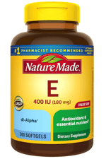 Nature Made Vıtamın E 180 mg (400 IU) dl-Alpha, Dietary Supplement for Antioxidant Support, 300 Softgels.Abd Menşei.