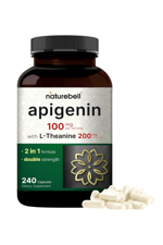 NatureBell Apigenin 100mg with L-Theanine, 240 Capsules (50mg Apigenin Per Capsule) – Extra Strength Sleep & Relaxation.