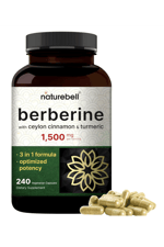 NatureBell Berberine  1500mg, 240 Veggie Capsul True Ceylon Cinnamon Turmeric.Made ın Usa.54.