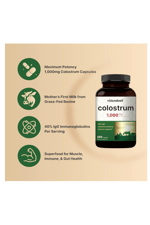 NatureBell Bovine Colostrum 1,000mg  240 Capsules  40% IgG Colostrum for Gut Health, Bloating, Skin, Hair Immune Support.