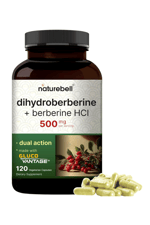 NatureBell Dihydroberberine with Berberine HCl 500mg, 120 Veggie Capsules  5X Better Absorbed with GlucoVantage Supports.Abd.52.