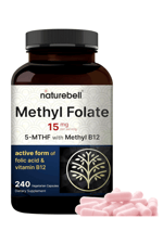 NatureBell L Methylfolate 15mg, 240 Veggie Capsules.Abd Menşei.50.